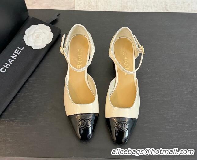 Buy Luxury Chanel Shiny Lambskin Mary Janes Pumps White 0102075