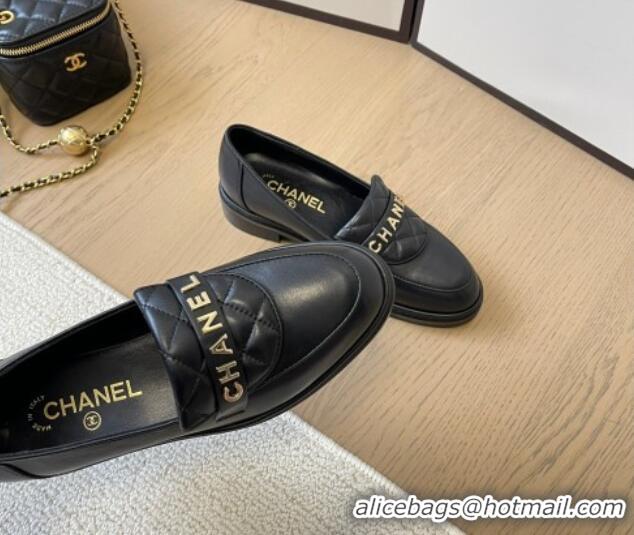 Unique Style Chanel Calfskin Loafers with Quilted Foldover Black 0102076