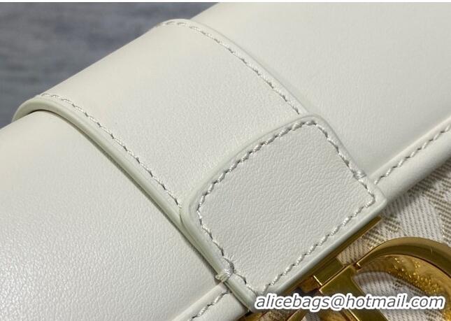 Grade Design Dior 30 Montaigne East-West Bag with Chain in Latte White Smooth Calfskin and Oblique Denim with Gold-Tone 