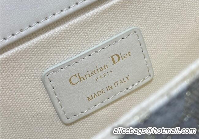 Grade Design Dior 30 Montaigne East-West Bag with Chain in Latte White Smooth Calfskin and Oblique Denim with Gold-Tone 