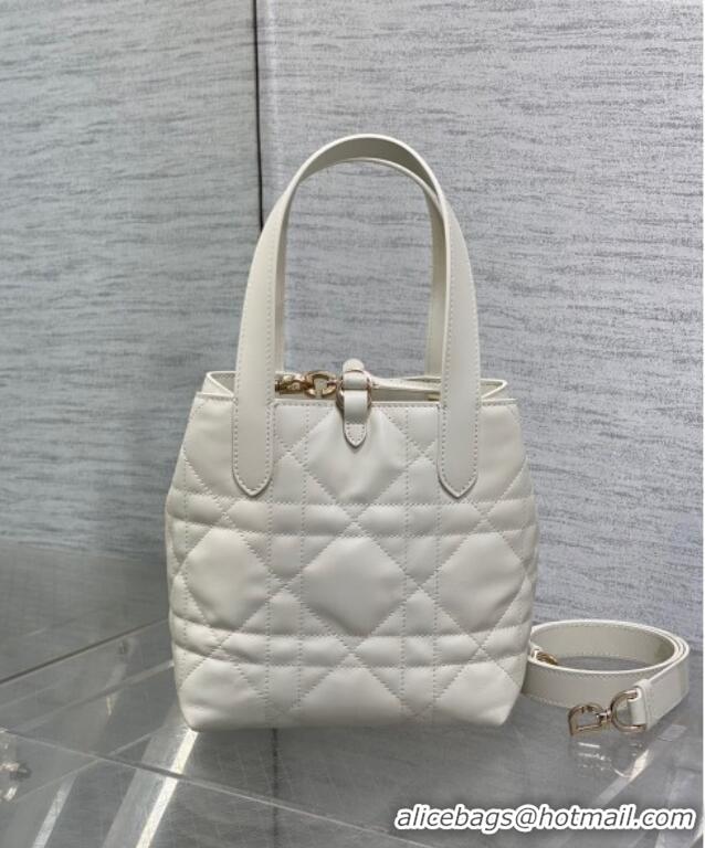 Buy Fashionable Dior Small Toujours Vertical Tote Bag in Macrocannage Calfskin 2835 White 2025