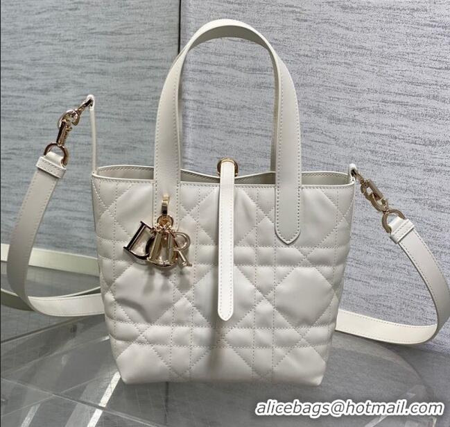 Buy Fashionable Dior Small Toujours Vertical Tote Bag in Macrocannage Calfskin 2835 White 2025