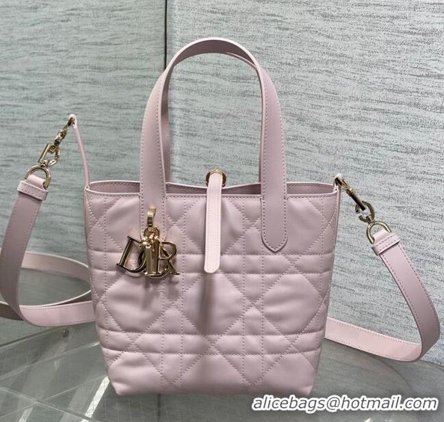 Top Design Dior Small Toujours Vertical Tote Bag in Macrocannage Calfskin 2835 Pale Pink 2025