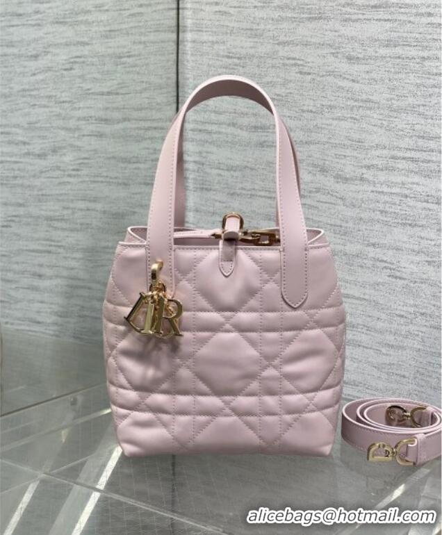 Top Design Dior Small Toujours Vertical Tote Bag in Macrocannage Calfskin 2835 Pale Pink 2025