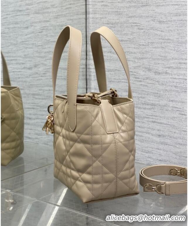 Top Grade Dior Small Toujours Vertical Tote Bag in Macrocannage Calfskin 2835 Powder Beige 2025