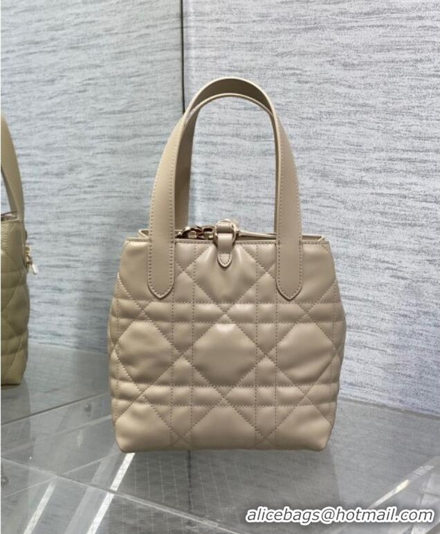 Top Grade Dior Small Toujours Vertical Tote Bag in Macrocannage Calfskin 2835 Powder Beige 2025