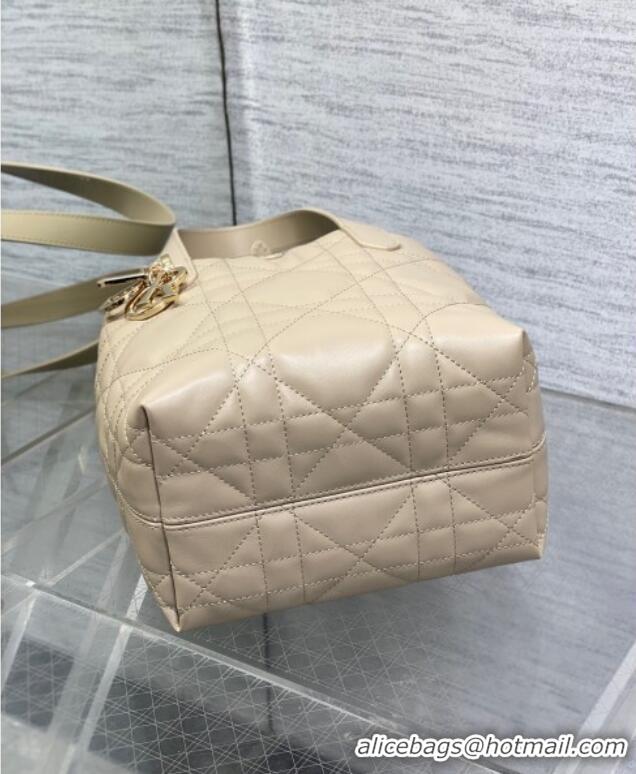 Top Grade Dior Small Toujours Vertical Tote Bag in Macrocannage Calfskin 2835 Powder Beige 2025