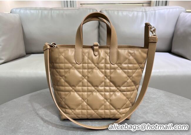 Top Quality Dior Medium Toujours Vertical Tote Bag in Macrocannage Calfskin 2836 Tan Brown 2025