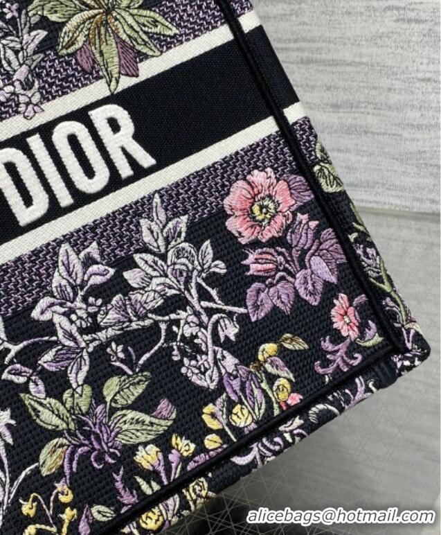 Top Grade Dior Medium Book Tote Bag in Embroidery with Multicolor Millefiori Unicorn Motif 8001 Black 2025