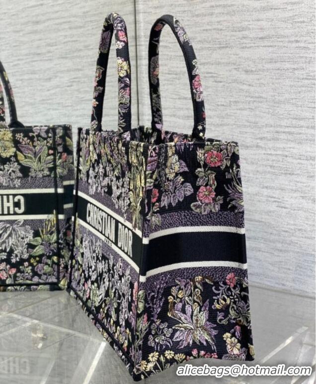 Top Grade Dior Medium Book Tote Bag in Embroidery with Multicolor Millefiori Unicorn Motif 8001 Black 2025