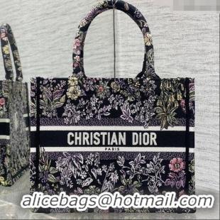 Reasonable Price Dior Small Book Tote Bag in Embroidery with Multicolor Millefiori Unicorn Motif 8002 Black 2025