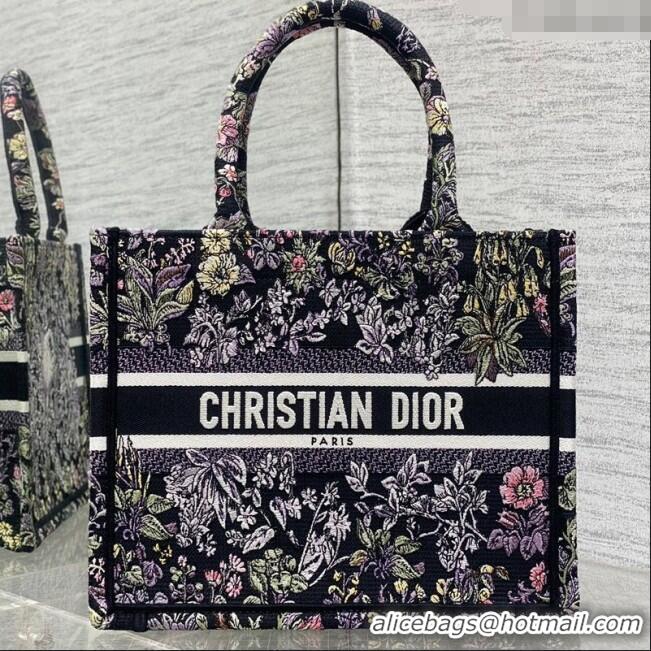 Reasonable Price Dior Small Book Tote Bag in Embroidery with Multicolor Millefiori Unicorn Motif 8002 Black 2025