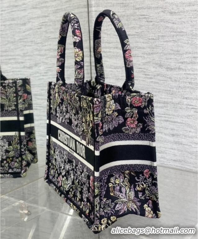 Reasonable Price Dior Small Book Tote Bag in Embroidery with Multicolor Millefiori Unicorn Motif 8002 Black 2025