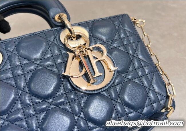 Super Quality Dior Lady D-Joy Medium Bag in Cannage Lambskin M0540 Deep Ocean Blue 2025