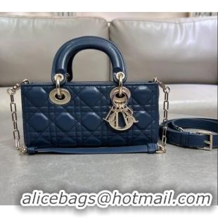 Luxury Cheap Dior Lady D-Joy Small Bag in Cannage Lambskin M0541 Deep Ocean Blue 2025