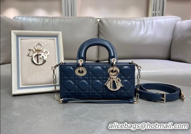 Luxury Cheap Dior Lady D-Joy Small Bag in Cannage Lambskin M0541 Deep Ocean Blue 2025