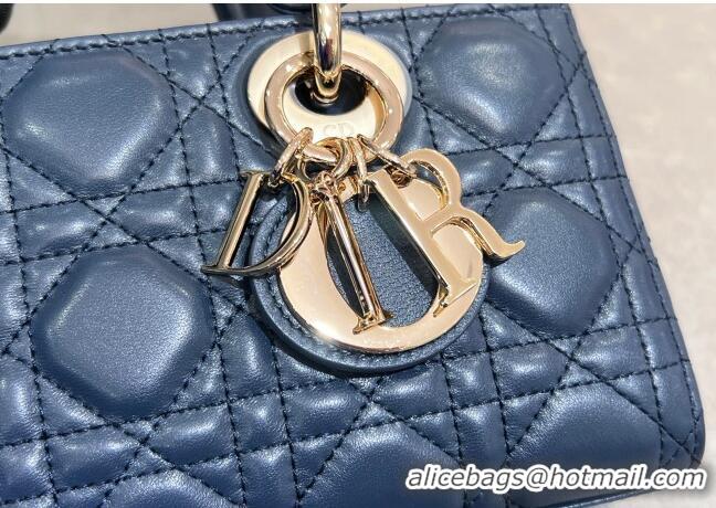 Luxury Cheap Dior Lady D-Joy Small Bag in Cannage Lambskin M0541 Deep Ocean Blue 2025