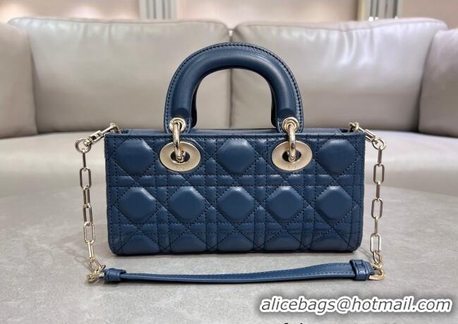 Luxury Cheap Dior Lady D-Joy Small Bag in Cannage Lambskin M0541 Deep Ocean Blue 2025