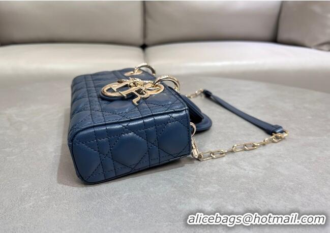 Luxury Cheap Dior Lady D-Joy Small Bag in Cannage Lambskin M0541 Deep Ocean Blue 2025