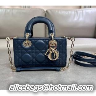 New Fashion Dior Micro Lady D-Joy Bag in Cannage Lambskin S0910 Deep Ocean Blue 2025