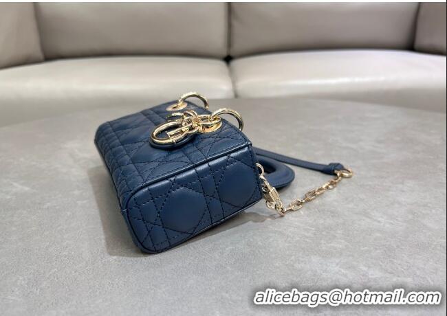 New Fashion Dior Micro Lady D-Joy Bag in Cannage Lambskin S0910 Deep Ocean Blue 2025