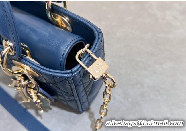 New Fashion Dior Micro Lady D-Joy Bag in Cannage Lambskin S0910 Deep Ocean Blue 2025