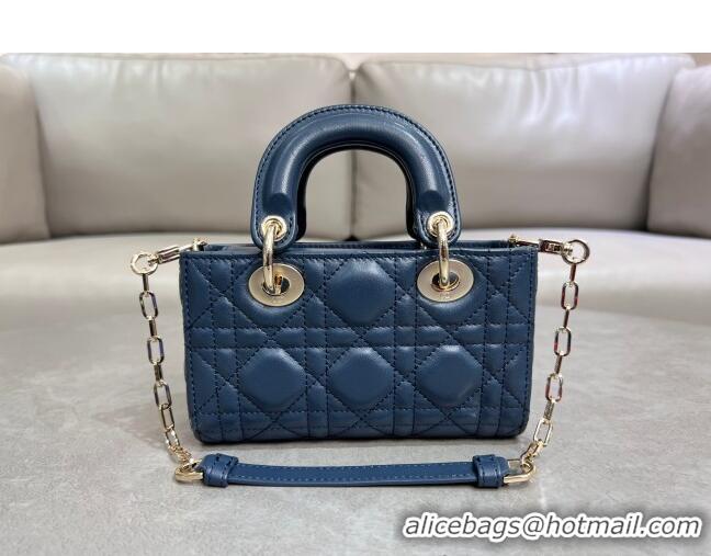 New Fashion Dior Micro Lady D-Joy Bag in Cannage Lambskin S0910 Deep Ocean Blue 2025