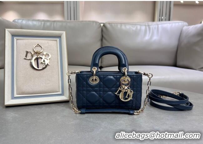 New Fashion Dior Micro Lady D-Joy Bag in Cannage Lambskin S0910 Deep Ocean Blue 2025