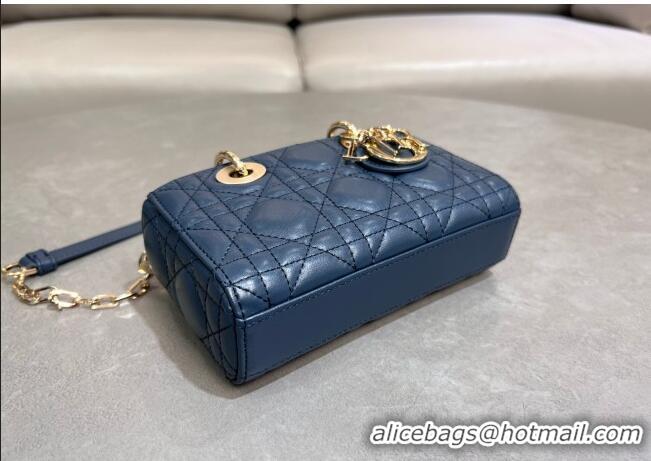 New Fashion Dior Micro Lady D-Joy Bag in Cannage Lambskin S0910 Deep Ocean Blue 2025