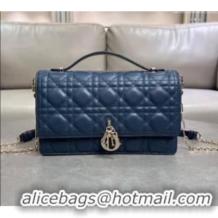 Pretty Style Dior My Dior Top Handle Bag in Cannage Lambskin M0997 Deep Ocean Blue 2025