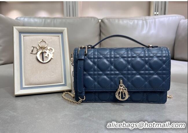 Pretty Style Dior My Dior Top Handle Bag in Cannage Lambskin M0997 Deep Ocean Blue 2025