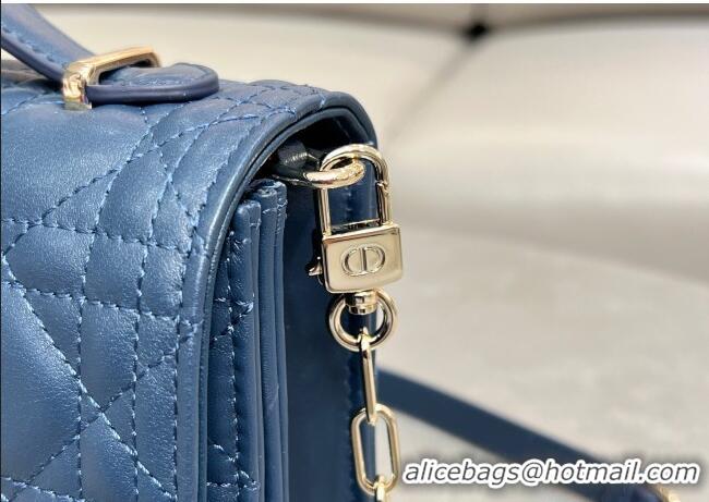 Pretty Style Dior My Dior Top Handle Bag in Cannage Lambskin M0997 Deep Ocean Blue 2025