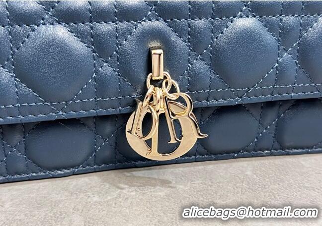 Pretty Style Dior My Dior Top Handle Bag in Cannage Lambskin M0997 Deep Ocean Blue 2025