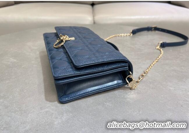 Pretty Style Dior My Dior Top Handle Bag in Cannage Lambskin M0997 Deep Ocean Blue 2025