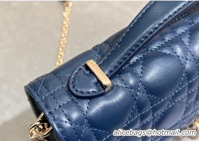 Pretty Style Dior My Dior Top Handle Bag in Cannage Lambskin M0997 Deep Ocean Blue 2025