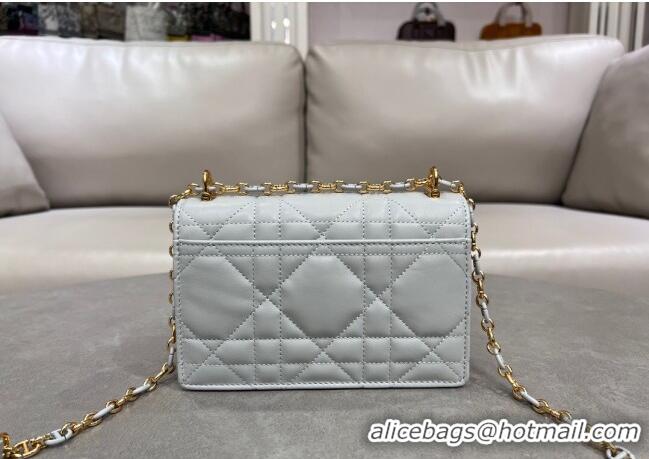 Well Crafted Dior Miss Caro Mini bag in Macrocannage Lambskin M5169 Cloud Grey/Pink 2025