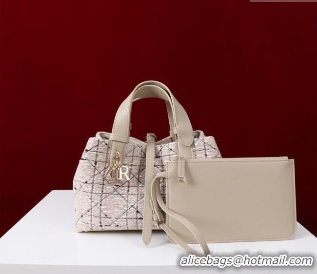 Good Looking Dior Small Dior Toujours Bag in Cannage Tweed M1188 Beige/Pink 2025