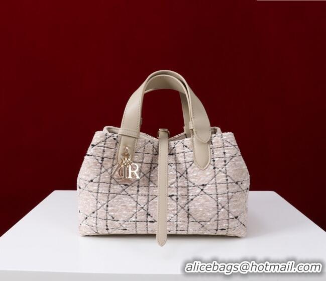 Good Looking Dior Small Dior Toujours Bag in Cannage Tweed M1188 Beige/Pink 2025