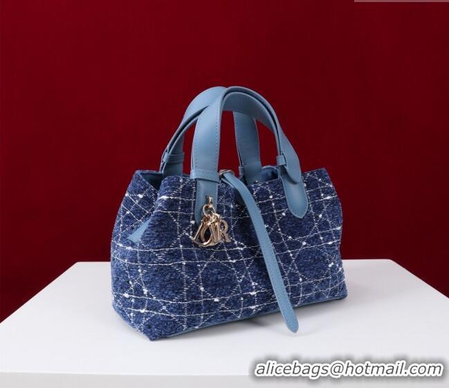 Buy Fashionable Dior Small Dior Toujours Bag in Cannage Tweed M1188 Denim Blue 2025