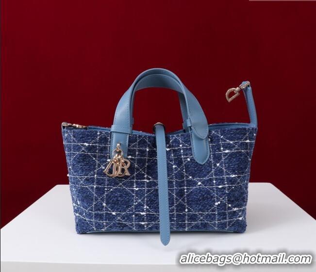 Buy Fashionable Dior Small Dior Toujours Bag in Cannage Tweed M1188 Denim Blue 2025