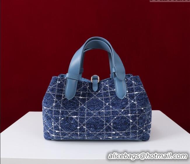 Buy Fashionable Dior Small Dior Toujours Bag in Cannage Tweed M1188 Denim Blue 2025