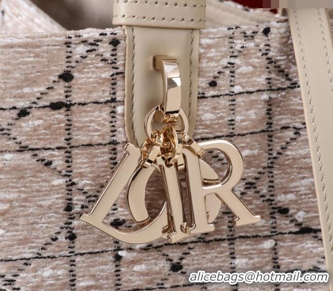 Buy Discount Dior Medium Dior Toujours Bag in Cannage Tweed M1188 Beige/Pink 2025