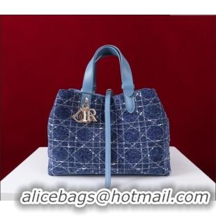 Grade Quality Dior Medium Dior Toujours Bag in Cannage Tweed M1188 Denim Blue 2025