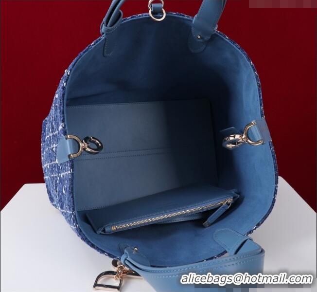 Grade Quality Dior Medium Dior Toujours Bag in Cannage Tweed M1188 Denim Blue 2025