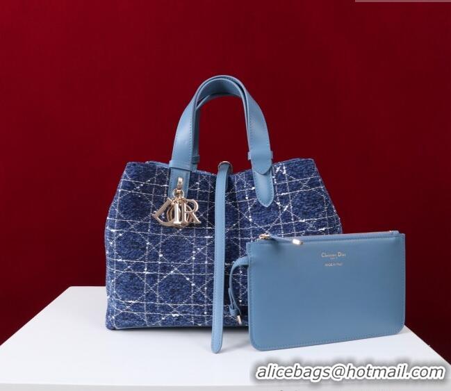 Grade Quality Dior Medium Dior Toujours Bag in Cannage Tweed M1188 Denim Blue 2025