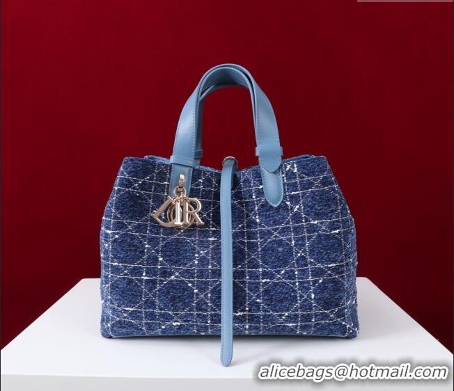 Grade Quality Dior Medium Dior Toujours Bag in Cannage Tweed M1188 Denim Blue 2025