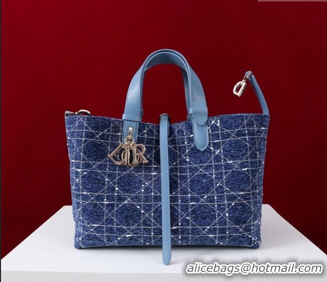 Grade Quality Dior Medium Dior Toujours Bag in Cannage Tweed M1188 Denim Blue 2025