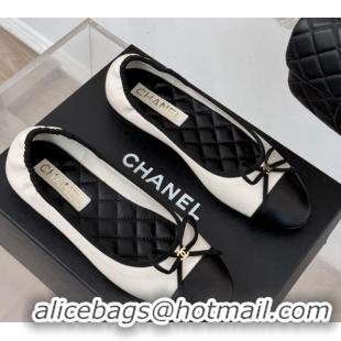 Big Discount Chanel Lambskin Ballet Flats with Bow White 0102111