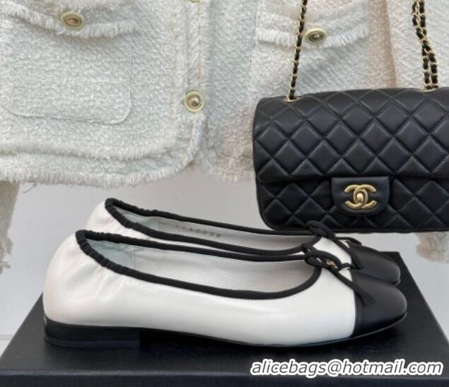 Big Discount Chanel Lambskin Ballet Flats with Bow White 0102111