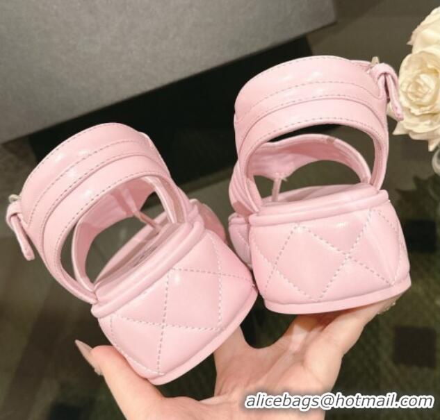 Low Price Chanel Chevron Lambskin Platform Thong Sandals 4.5cm Light Pink 0102129